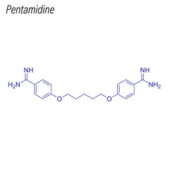 Vector Skeletal formula of Pentamidine. Drug chemical molecule.