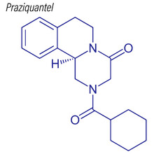 Vector Skeletal formula of Praziquantel. Drug chemical molecule.