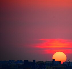 sunset over the city