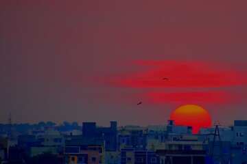 sunset over the city