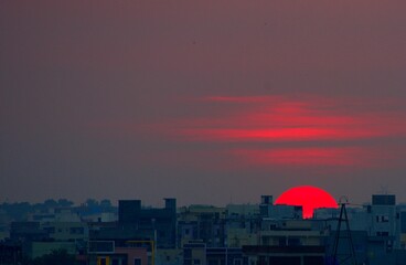sunset over the city