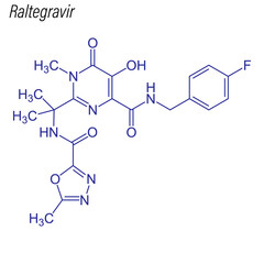 Vector Skeletal formula of Raltegravir. Drug chemical molecule.