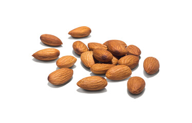 group or set organic fresh almond isolated on white background