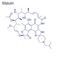 Vector Skeletal formula of Rifabutin. Drug chemical molecule.