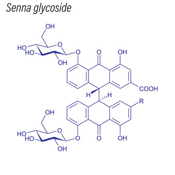 Vector Skeletal formula of Senna glycoside. Drug chemical molecule.