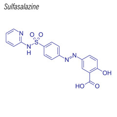Vector Skeletal formula of Sulfasalazine. Drug chemical molecule.