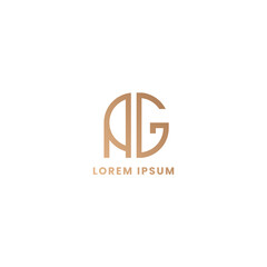 Simple and minimalist geometric letter AG monogram logo with rounded style