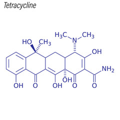Vector Skeletal formula of Tetracycline. Drug chemical molecule.