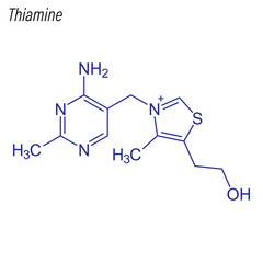 Vector Skeletal formula of Thiamine. Drug chemical molecule.
