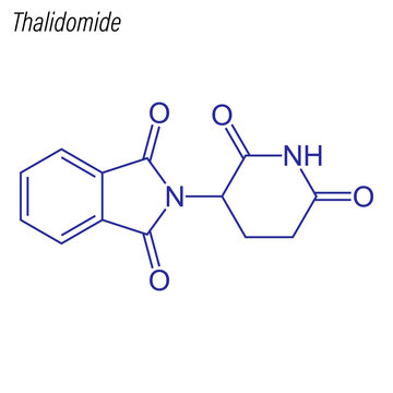 Vector Skeletal formula of Thalidomide. Drug chemical molecule.