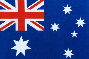 fabric of the national flag of Australia close-up