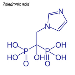 Vector Skeletal formula of Zoledronic acid. Drug chemical molecule.