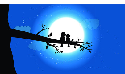 Naklejka premium vector birds with the moonlight,Eps10 vector illustration.