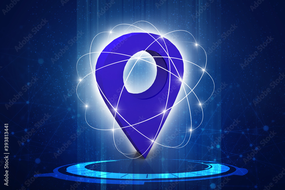 Poster 3d rendering red map pointer