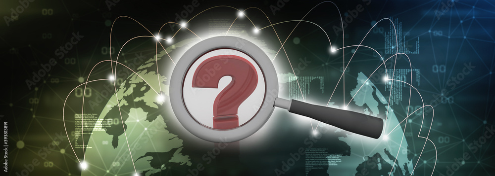 Poster 3d rendering question mark search