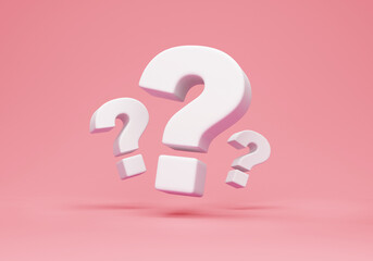 Group of  Question Marks on pink studio background