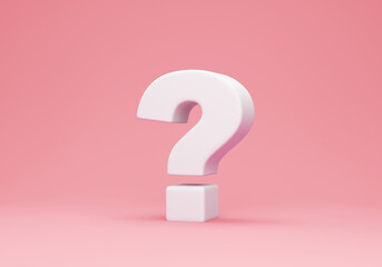 White Question Mark on pink studio background