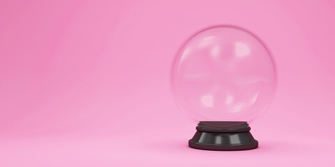 Crystal Ball on pink studio background