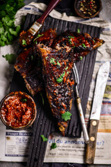 BBQ pork ribs with  sauce