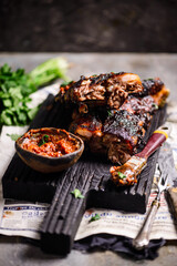 BBQ pork ribs with  sauce