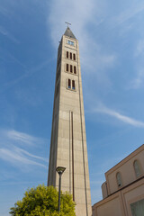 Fototapeta premium The bell tower of the Franciscan Church of Peter and Paul in Mostar. Bosnia and Herzegovina