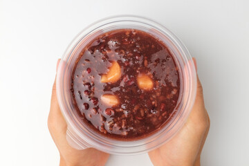 Red bean porridge on white background