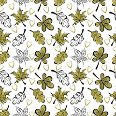 Color seamless pattern of elements on the autumn theme.