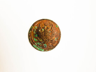 Obraz na płótnie Canvas Copper coin. Times of Catherine 2. Payment unit.