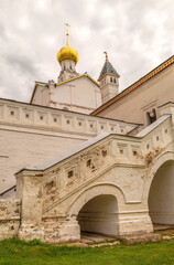 Gold ring of Russia. Ancient wall and stairs in the ancient Kremlin of Rostov Veliky