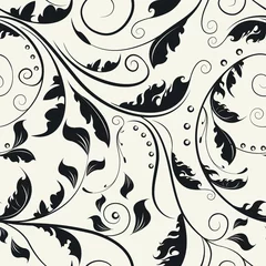 Wall murals Floral Prints Delicate ornamental swirl leaves. Luxury floral seamless pattern. Curly vector background.