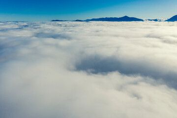 Fantastic views of the mountain ridge tops above the clouds