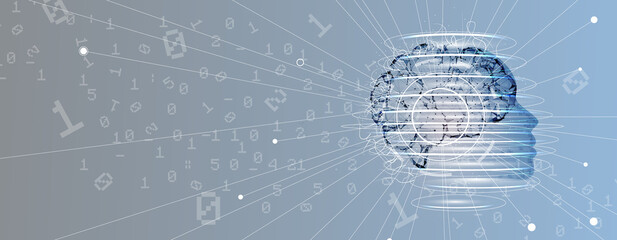 Abstract Artificial intelligence. Cloud computing. Machine learning. Technology web background. Virtual concept