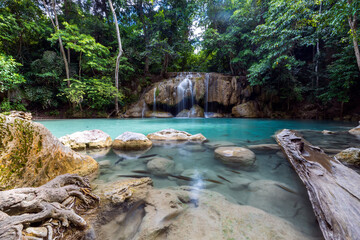 Erawan Falls in Kanchanaburi province near Bangkok, Thailand