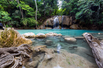 Erawan Falls in Kanchanaburi province near Bangkok, Thailand