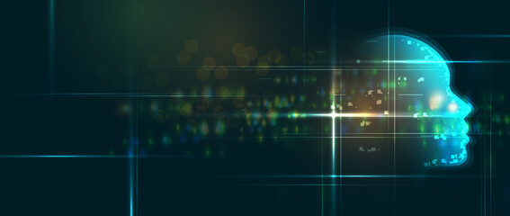 Abstract Artificial intelligence. Cloud computing. Machine learning. Technology web background. Virtual concept