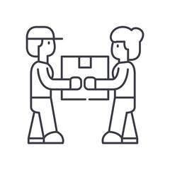 Delivery icon, linear isolated illustration, thin line vector, web design sign, outline concept symbol with editable stroke on white background.