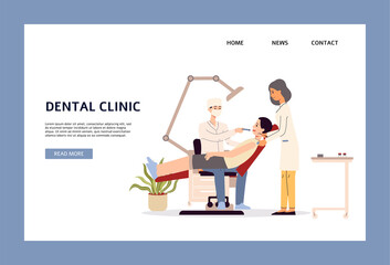 Vector landing page template of app for dental medical clinic