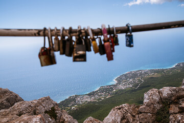 Closed wedding locks - a tradition, many padlocks in the traditional beautiful place of the wedding...