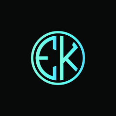 EK MONOGRAM letter icon design on BLACK background.Creative letter EK/E K logo design.
 EK initials MONOGRAM Logo design.