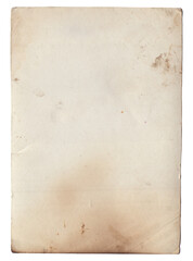 Old vintage texture retro paper with burned stains and scratches background isolated