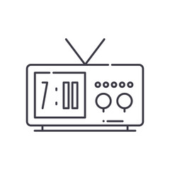 Digital clock concept icon, linear isolated illustration, thin line vector, web design sign, outline concept symbol with editable stroke on white background.