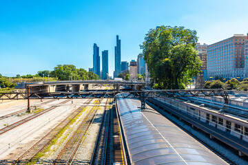 Chicago City skyline view in Illinois of USA.
