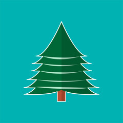 Fototapeta premium Christmas Tree Icon Vector Flat Background