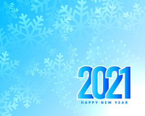 2021 blue happy new year snowflakes background design
