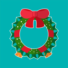 Christmas Garland Icon Vector Flat Background