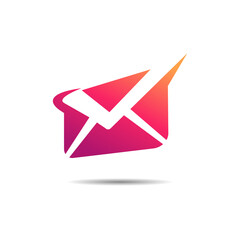 mail logo with tick mark symbol