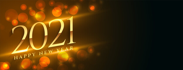 2021 happy new year golden banner with text space
