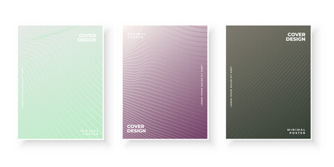 Colorful gradient covers with line pattern design set