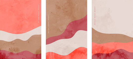 minimalist abstract hand painted wave flyers set