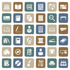 Library Icons. Grunge Color Flat Design. Vector Illustration.